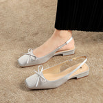 French Style Satin Bow Low Heel Women Shoes