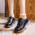 Lace-Up Leather Mary Jane Shoes for Women