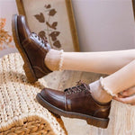 Lace-Up Leather Mary Jane Shoes for Women