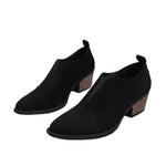 Women Elastic Chelsea Chunky Heel Pointed Toe Shoes