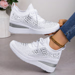 Rhinestone Lace-Up Women Casual Shoes