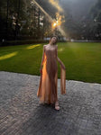 French Style Mesh Tube Top Evening Dress