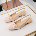 French Style Satin Bow Low Heel Women Shoes