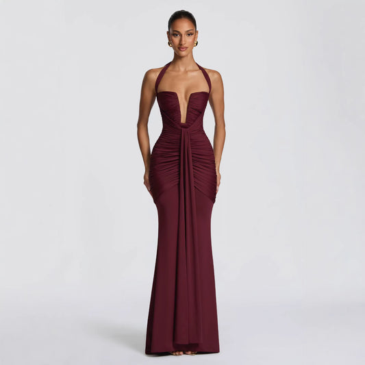 Elegant Backless Halter Neck Bodycon Dress
