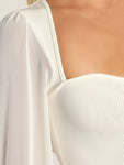 Mesh Lantern Sleeve Jumpsuit Bodysuit