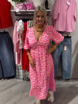 Printed V-Neck A-Line Dress