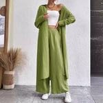 Women's Shirt Style Two-Piece Wide-Leg Pants