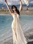 French Style Mesh Tube Top Evening Dress