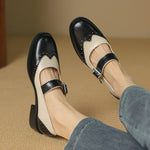 Square Toe Mary Jane Leather Shoes for Women