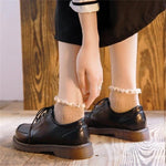 Lace-Up Leather Mary Jane Shoes for Women