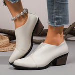 Women Elastic Chelsea Chunky Heel Pointed Toe Shoes