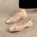 French Style Satin Bow Low Heel Women Shoes