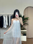 French Style Mesh Tube Top Evening Dress